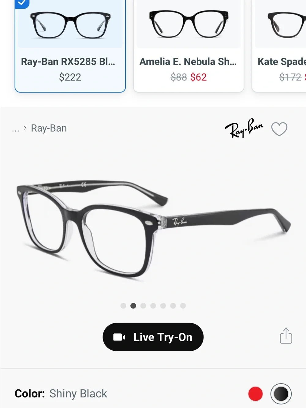 Ray-Ban Black Eyeglasses with Case